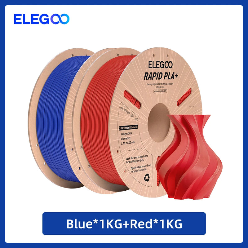 Filamento ELEGOO RAPID PLA+ de 1,75 mm, filamento para impressora 3D, suporta velocidade de impressão de 30-600 mm/s, compatível com a maioria das impressoras 3D FDM