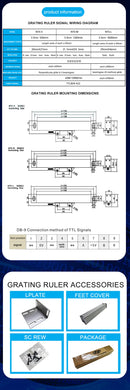 Visor digital DRO-2V AC90-260V e 2 réguas de vidro com escala linear de 0-1000mm para tornos e fresadoras.