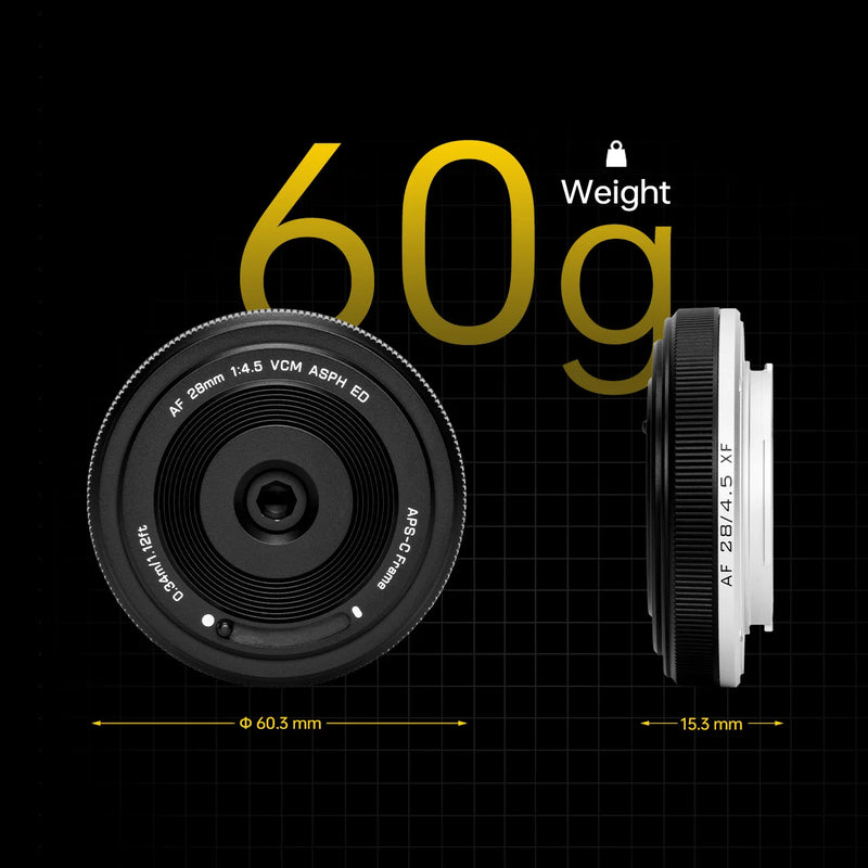 Lente de câmera VILTROX AF 28mm F4.5 com chip autofoco e moldura completa retrô fina para montagem Fujifilm X Sony E Nikon Z