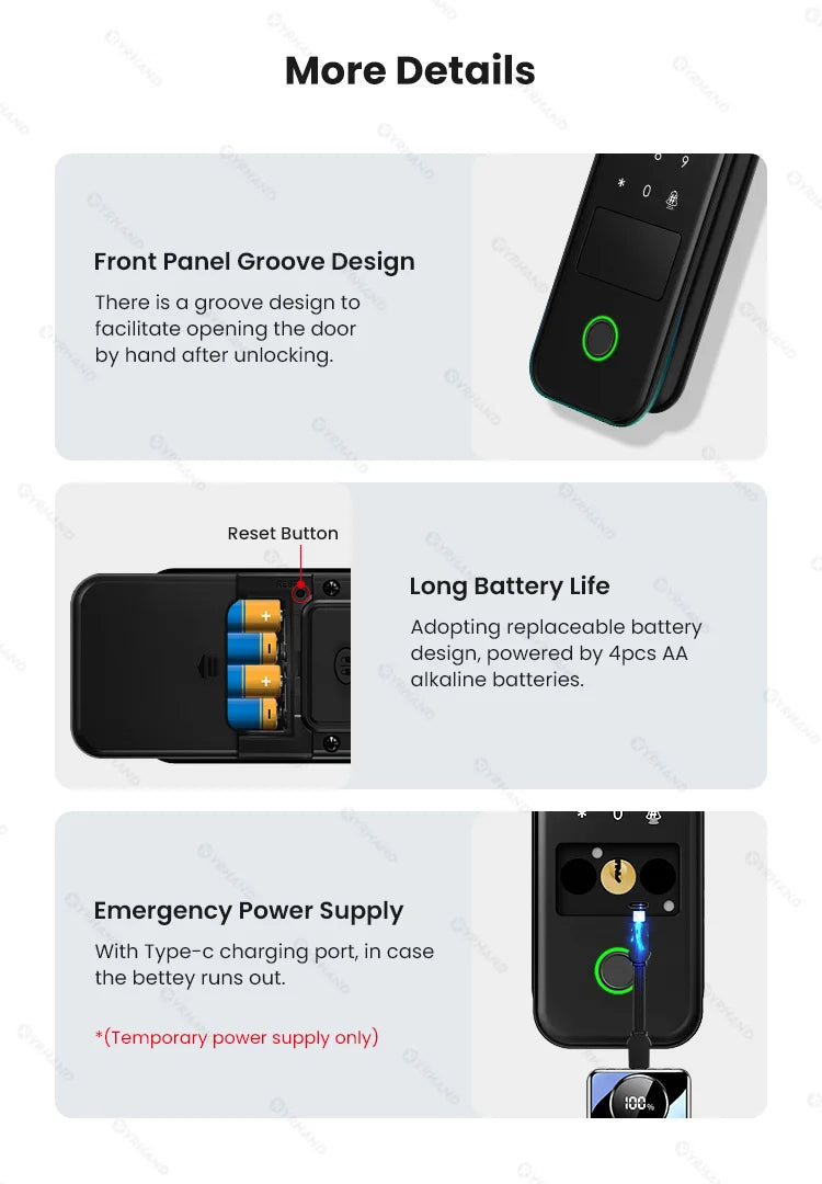 Fechadura eletrônica inteligente à prova d'água com impressão digital e Wi-Fi para porta, fechadura digital do Brasil, fechadura inteligente de aro para casa Tuya