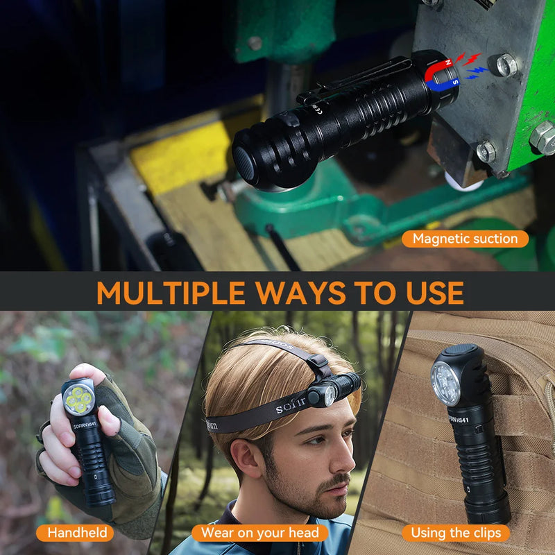 Lanterna de cabeça SOFIRN HS41 4000lm 21700 USB C recarregável com indicador de lanterna LED SST20 com cauda magnética