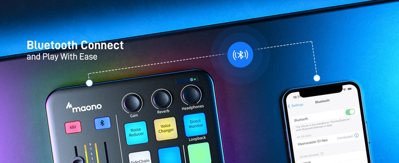Interface de áudio para jogos MAONO G1 NEO, efeitos sonoros personalizados, mixer de áudio, streaming com microfone XLR para voz de jogos