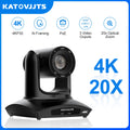 Câmera PTZ 4K KATOVJJTS com PoE, USB 3.0, IA, Enquadramento e HDMI para Conferências e Vídeo ao Vivo em Igrejas