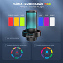 Microfone USB FIFINE para gravação e streaming em PC/Mac com filtro pop, silenciador rápido e conector de microfone de 3,5 mm, microfone com 3 modos RGB - A8