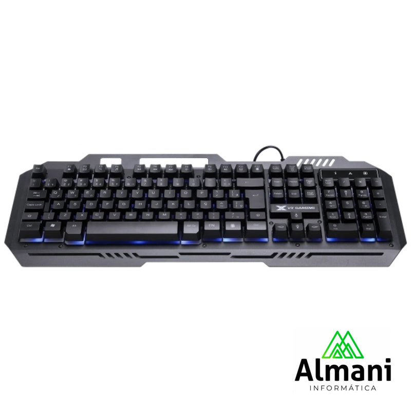 KEYBOARD GAMER SHIELD ABNT2 MULTIMIDIA LED BLUE 1.8 METERS USB TOP IN METAL SENSCAO MECANICA - GT600