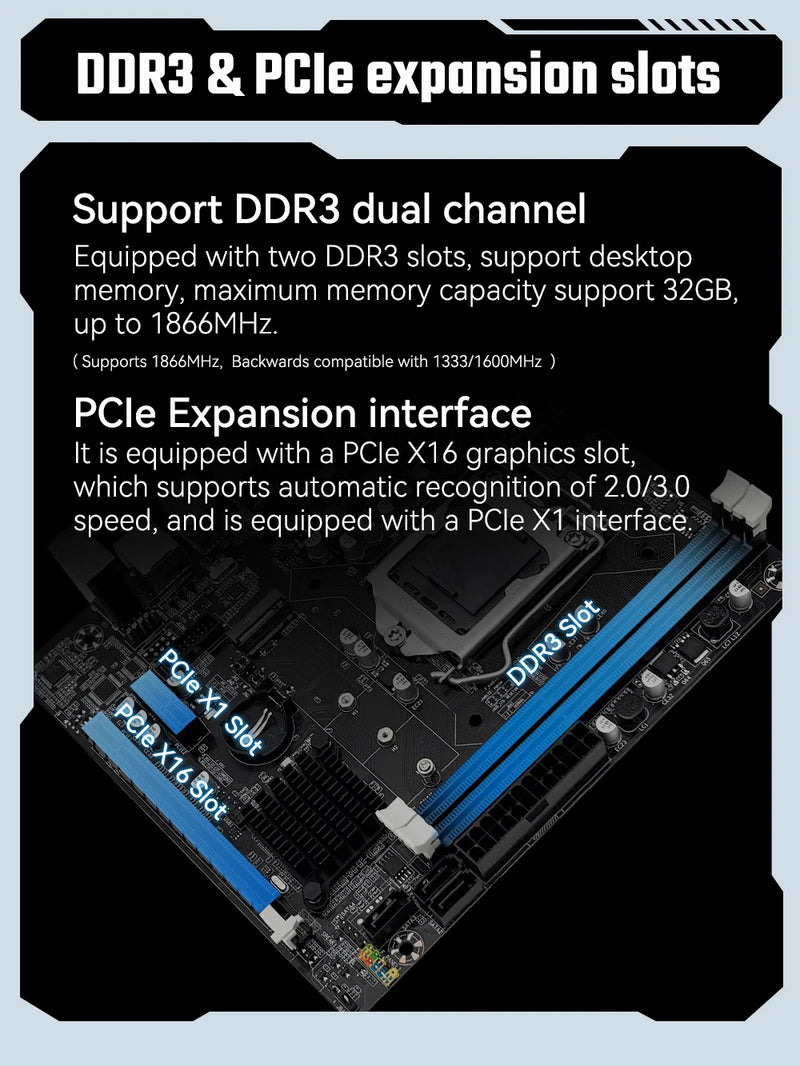 Placa-mãe MACHINIST H61 M.2 NVME PCIEx16 DVI com suporte para memória RAM DDR3 de canal duplo e processadores Intel Core de 2ª/3ª geração, soquete LGA1151, para PC desktop.
