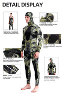 Roupa de mergulho camuflada HOT 3mm, roupa de pesca submarina, mergulho, manga comprida, fissão de neoprene, submersível, para homens, manter aquecido, tops e calças