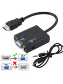 Conversor HD VGA para Hdmi, com cabo de áudio de 3,5 mm Vga para adaptador Hgmi, conversor de vídeo HDTV e áudio