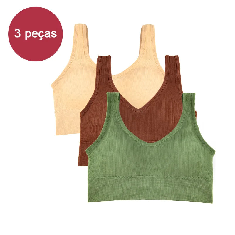 Sutiã esportivo feminino de 3 peças, roupa íntima para academia, roupa íntima feminina, sutiã respirável sem costura