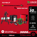 Nível a laser YEVOLT Green Beam, 4 planos, 16 linhas, autonivelante, 360 graus, 3D, que se ajusta ao solo, ferramentas de medição de ladrilhos horizontais e verticais