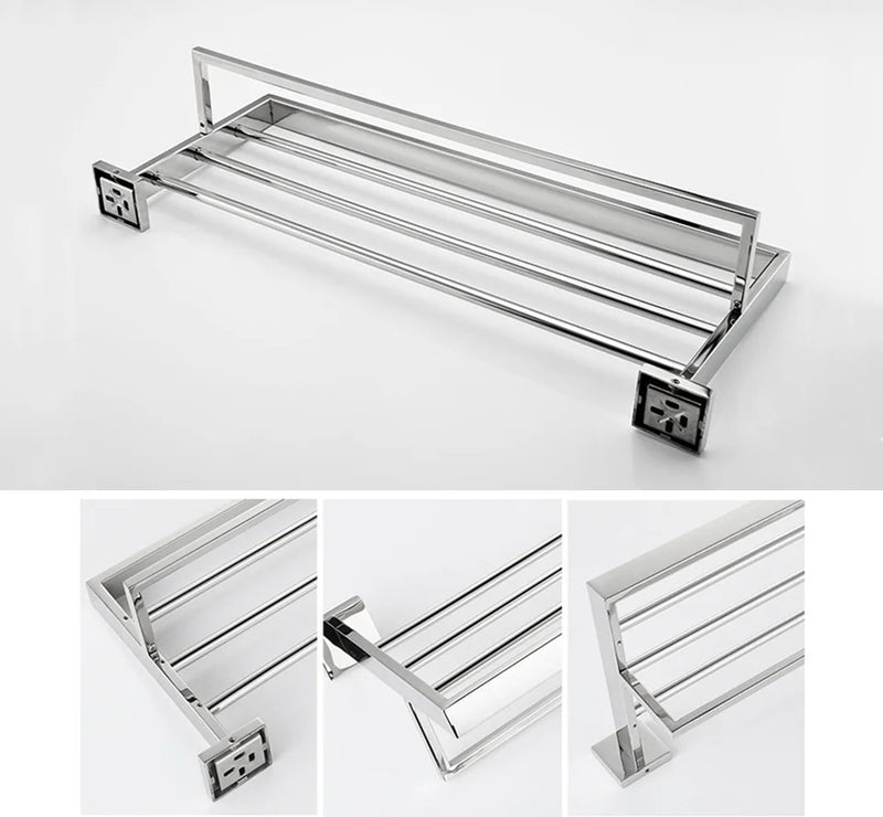 Acessórios para banheiro em aço inoxidável, espelho, cromado, polido, toalheiro, suporte para papel higiênico, barra de toalha, gancho, acessórios para banheiro