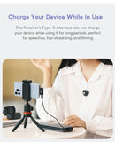 Microfone de lapela sem fio BOYA Omic D/U para iPhone, iPad, Android, smartphone com entrada Type-C, ideal para gravações ao vivo no YouTube, entrevistas e vlogs.