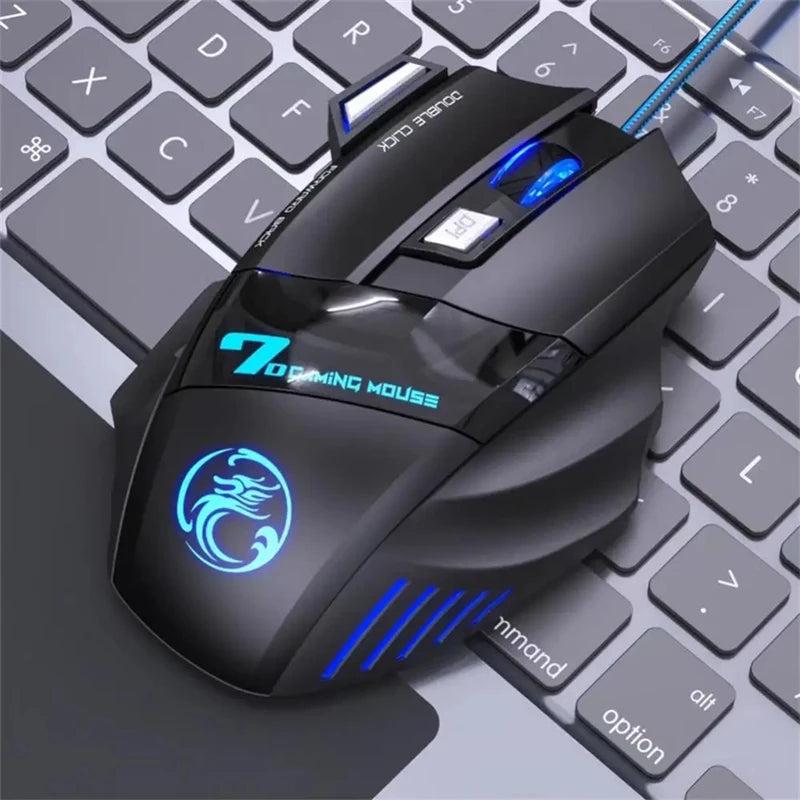 Mouse Gamer com Fio, 7 Botão, Retroiluminado, Ergonômico e 5500 DPI Ajustável - para Computador e Notebook