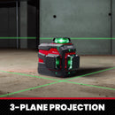 Nível a laser verde série YEVOLT YVGLL4XS, 3/4 planos, 12/16 linhas, autonivelante, 360 graus, 3D/4D, horizontal e vertical, 3,6 V, 3 Ah, ferramentas elétricas