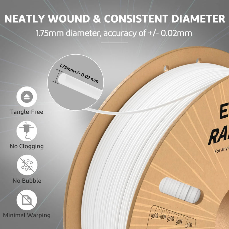 Filamento ELEGOO RAPID PLA+ de 1,75 mm, filamento para impressora 3D, suporta velocidade de impressão de 30-600 mm/s, compatível com a maioria das impressoras 3D FDM