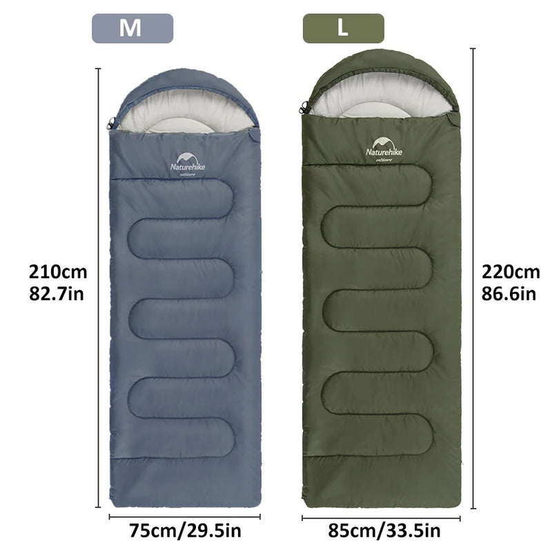 Saco de dormir Naturehike Y150 3 estações, impermeável, ultraleve, com capuz, para adultos, acampamentos ar livre