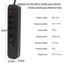 Extensão elétrica, filtro de linha, extensão de energia, tomada USB, plugue, plugue de água, filtro de linha brasileiro, 100-220V, 10A