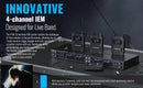 Sistema de monitoramento intra-auricular mono de 4 canais com retorno de palco sem fio Phenyx pro PTM-33 e suporte para rack, ideal para igrejas e casamentos.