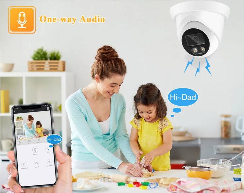 Câmera IP 4K 8MP Áudio Externo POE H.265 ONVIF Grande Angular 2,8mm AI Color Visão Noturna Câmera de Vigilância CCTV Doméstica