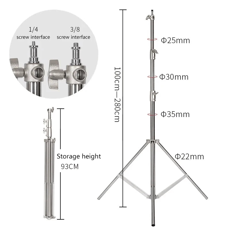 Tripé de pressão de ar de 290 cm com rolamento de 10 kg para câmera, suporte de luz de aço inoxidável para anel de luz, transmissão ao vivo no YouTube e fotografia, macio