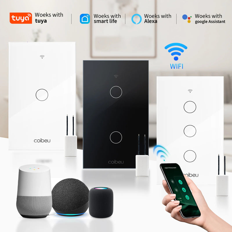 Interruptor Inteligente 1, 2, 3 ou 4 Botões Monopolar, sem Necessidade de Neutro, 1 Canal, 16A - Compatível com Alexa e Google Home