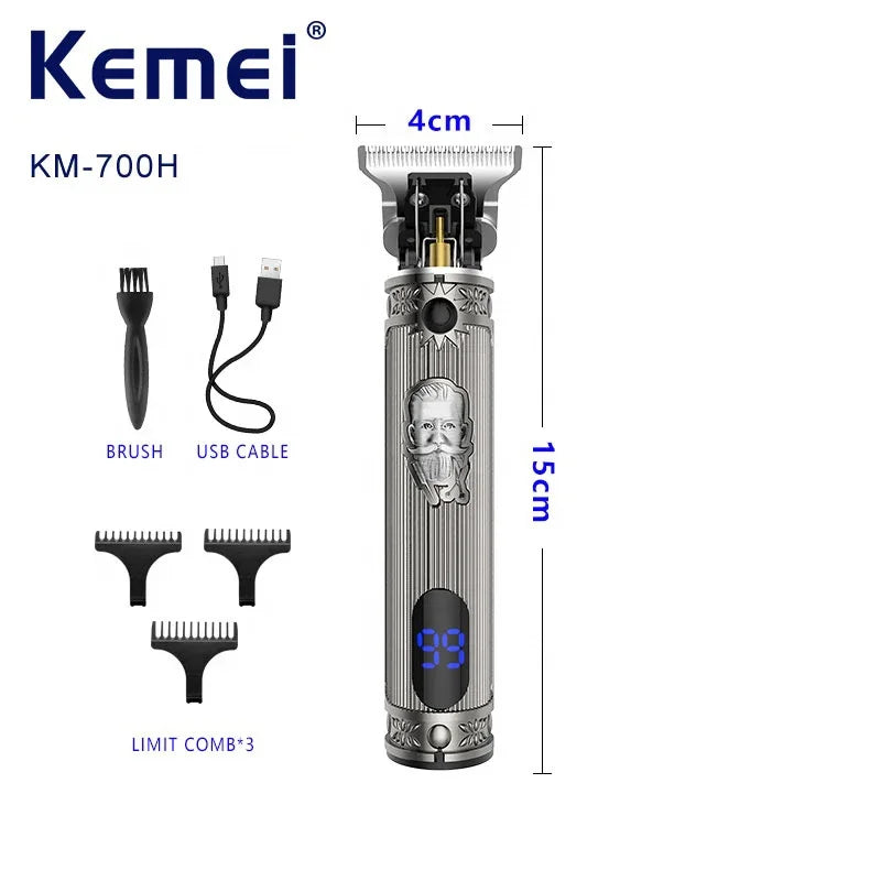Máquina de Cortar Cabelo e Barba Profissional Kemei 700H com Estrutura Metálica Resistente