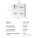 Filtro de Linha Inteligente Com WiFi, 3 Tomada, 2 Entradas USB, 1 Entrada Tipo C e 1 Botão Liga Desliga Geral