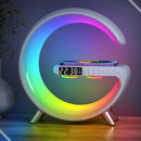 Luminária G Led RGB com Carregador por Indução, Despertador e Caixa de som Bluetooth para Mesa de Escritório