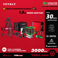 Nível a laser YEVOLT Green Beam, 4 planos, 16 linhas, autonivelante, 360 graus, 3D, que se ajusta ao solo, ferramentas de medição de ladrilhos horizontais e verticais