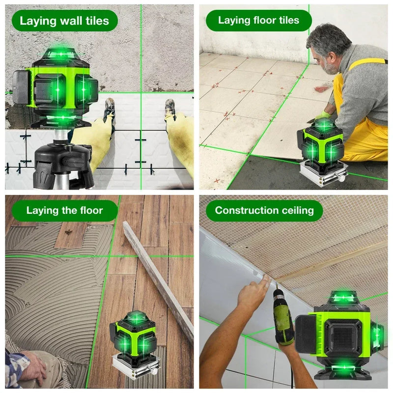 Nível laser de 2 baterias 8/12/16 linhas luz verde linha automática de alta precisão enviado do armazém do Brasil isento de impostos