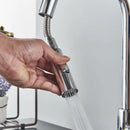 Torneira de cozinha FMHJFISD, torneira de cozinha dourada escovada, torneira de água retrátil, misturadora de alça única, rotação de 360 graus, torneira de chuveiro de cozinha