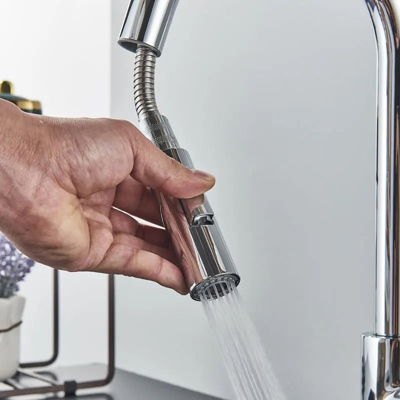 Torneira de cozinha FMHJFISD, torneira de cozinha dourada escovada, torneira de água retrátil, misturadora de alça única, rotação de 360 graus, torneira de chuveiro de cozinha