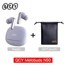 Fones de ouvido sem fio QCY Melobuds N50 ANC Bluetooth 5.4 com cancelamento de ruído ativo, 6 microfones, conexão multiponto para chamadas nítidas