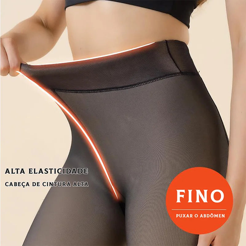 Meia-calça acolchoada quente e fria, meia-calça elástica de inverno para mulheres, superquente, de pelúcia, com pé