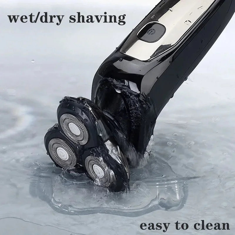 Barbeador elétrico masculino à prova d'água com tela LCD e recarregável