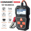 Testador de bateria automotiva KONNWEI KW208 12V 100 a 2000CCA, testador de circuito de partida e carga, aplicador de bateria, ferramentas para bateria de 12 volts