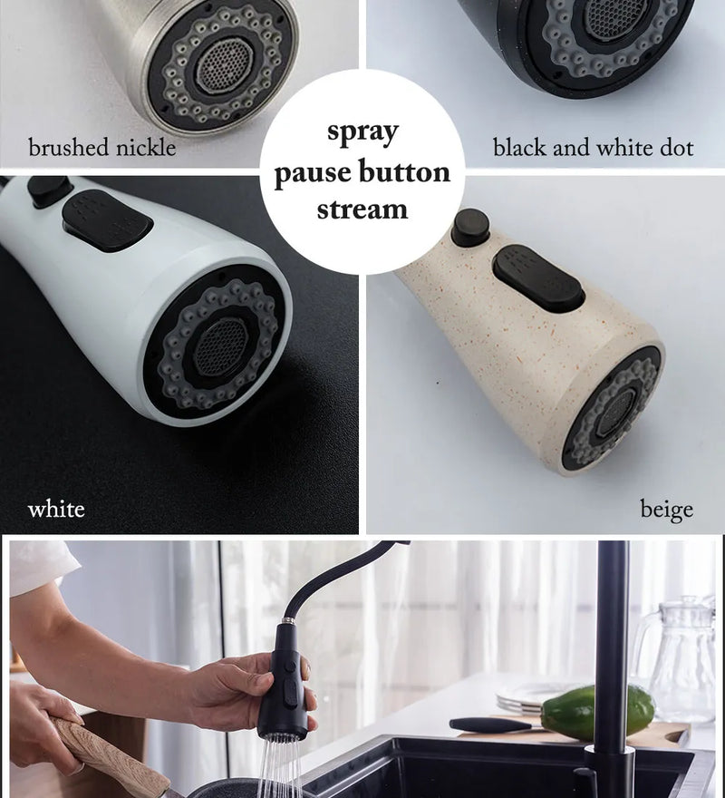 Torneira de cozinha preta, torneira de cozinha retrátil, misturador de pia de cozinha, pulverizador de jato de níquel escovado, cromado, torneira de água de cozinha