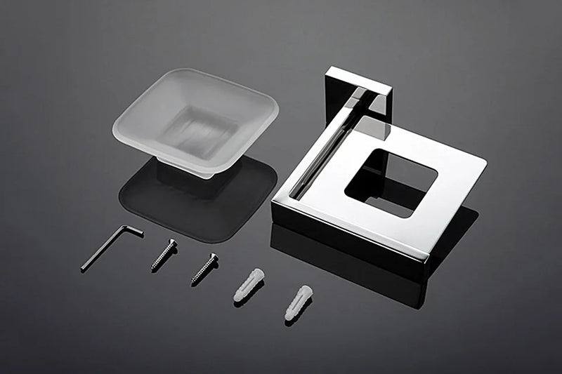 Acessórios para banheiro em aço inoxidável, espelho, cromado, polido, toalheiro, suporte para papel higiênico, barra de toalha, gancho, acessórios para banheiro