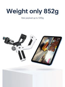 Gimbal de mão FeiyuTech SCORP Mini 2 de 3 eixos para câmeras mirrorless e de ação, smartphone com rastreador de IA, preenchimento magnético e capacidade de carga de 1,2 kg.