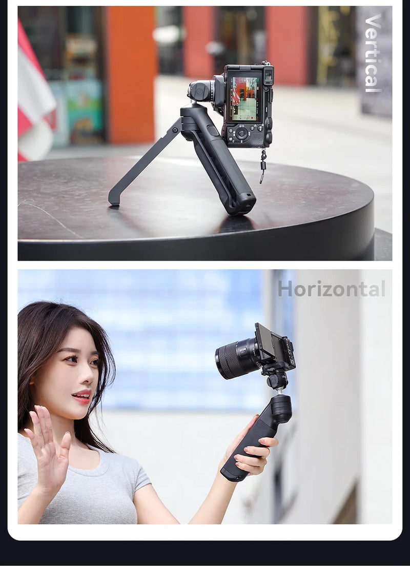Tripé Ulanzi VlogPod TT38 com placa de liberação rápida, alça para câmera DSLR, tripé de mesa para transmissão ao vivo após selfie e vlog