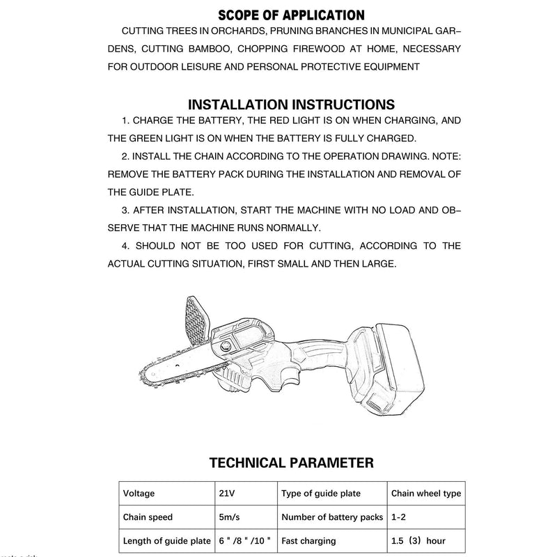 Motosserra KKMOON 21V 4/6/8 polegadas Serra elétrica de corrente sem fio Serra de poda portátil Serra elétrica portátil para marcenaria Ferramenta de corte