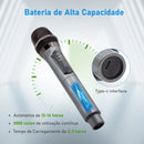 Kit 2 microfones sem fio profissional, karaokê, UHF duplo, Dinamico
