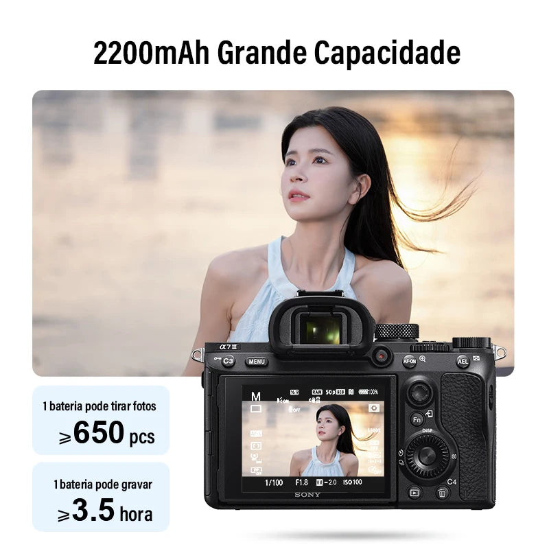 Bateria para câmera Viltrox FZ100 FW50 USB-C com carregamento rápido e recarregável para câmera Sony A6700 FX3 ZV-E1 ZV-E10 A7M4 A9 A1