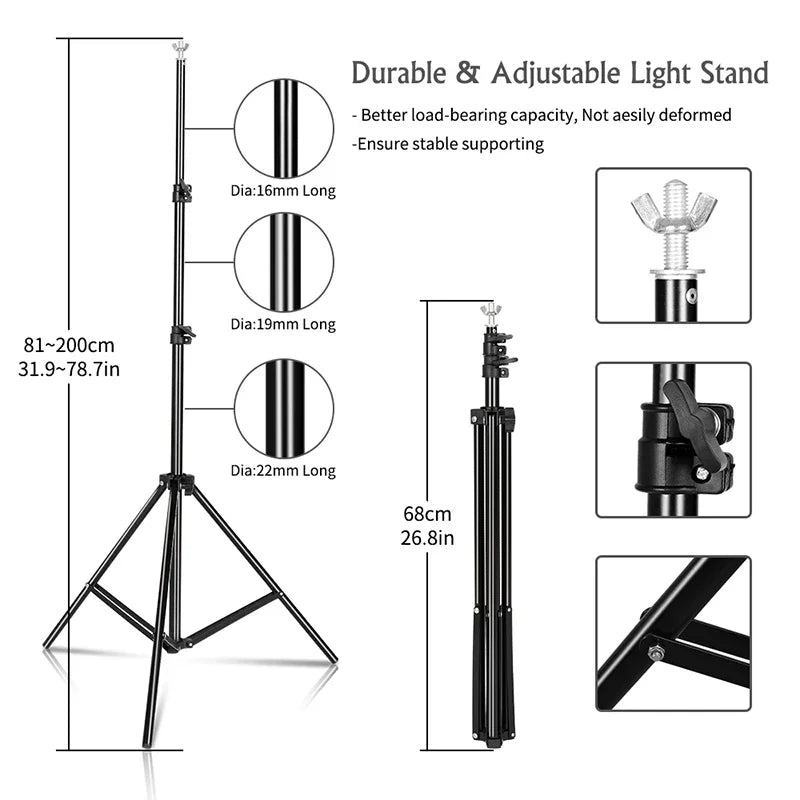 SH Novo Kit de Suporte para Fundo de Foto 2X2M 2X3M 2,6X3M com Ajuste de Altura para Estúdio Fotográfico com Clipe