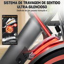 Bicicleta ergométrica ZRSE para uso doméstico, ideal para exercícios cardiovasculares em ambientes internos, com suporte para iPad e monitor LCD. Transmissão silenciosa por correia.