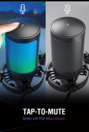 Microfone para jogos USB FIFINE, microfone condensador com RGB, para PC, PS4, PS5 e MAC, adequado para podcasters/jogadores/influenciadores/estúdio doméstico