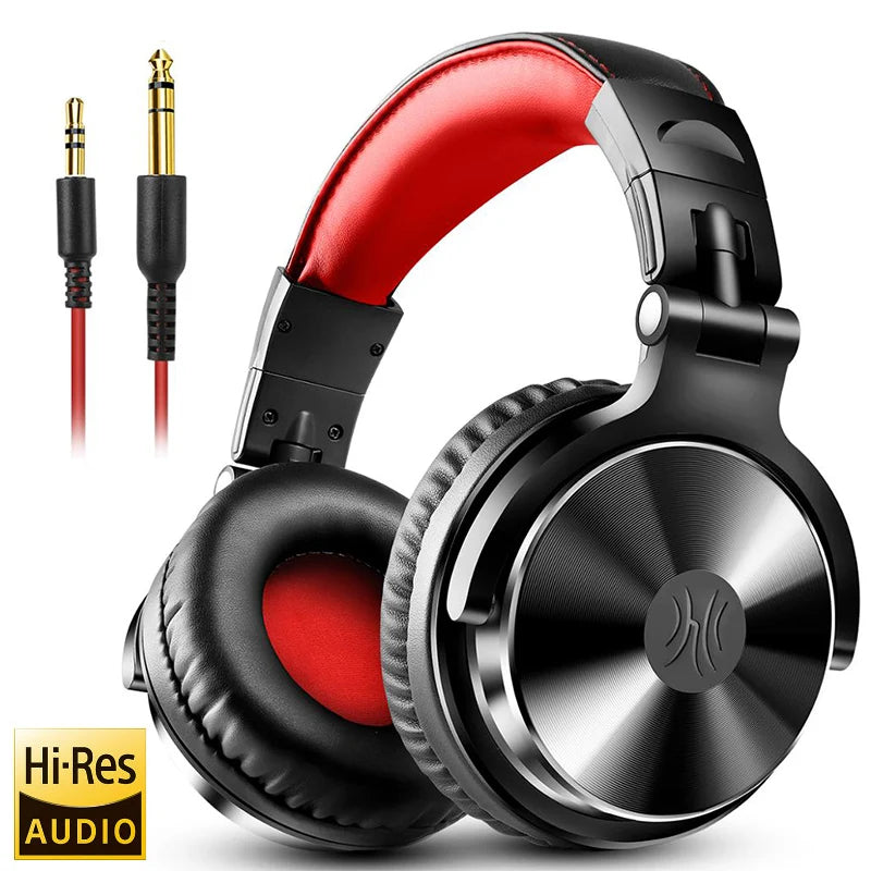 Fones de ouvido com fio Oneodio Pro 10, áudio de alta resolução, fone de ouvido com fio, estéreo, profissional para DJ, com microfone, sobre a orelha, fone de ouvido de estúdio