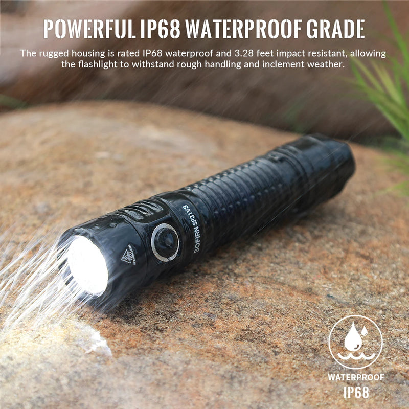 Lanterna tática potente Sofirn SP31 V3.0 SST40/519A 2000lm 18650 LED USB C recarregável com interruptor duplo