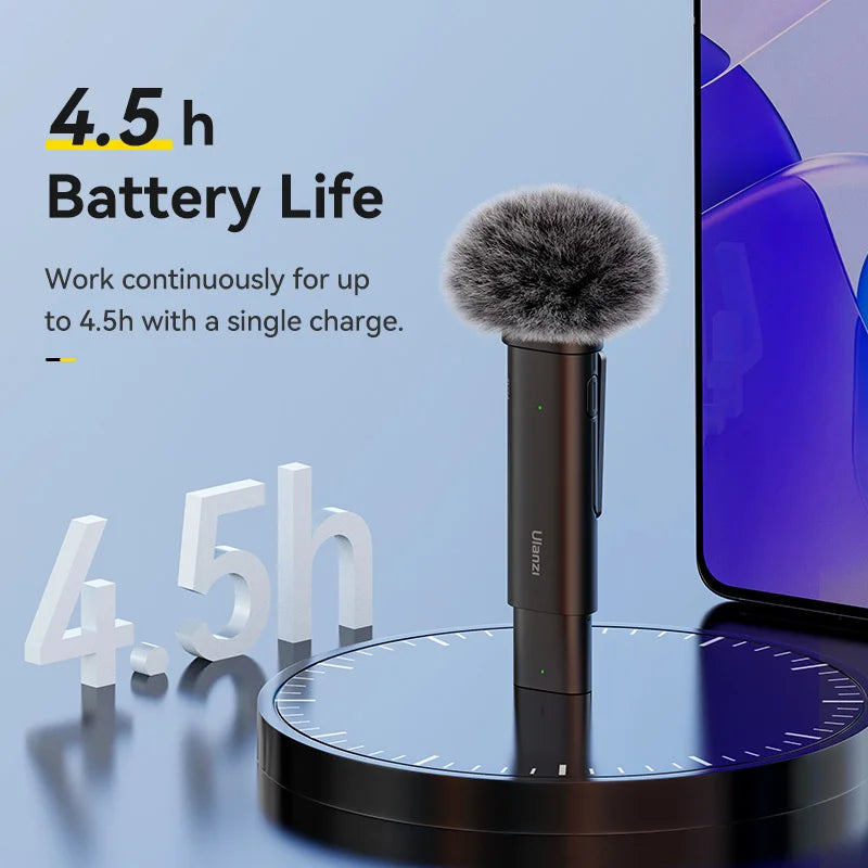 Microfone de lapela sem fio Ulanzi WM-10 1 para 1 USB C para Android e iPhone com esponja à prova de vento para gravação de transmissão ao vivo