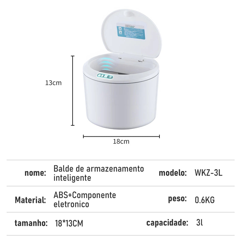 lixeira com sensor automático e inteligente de 3 litros